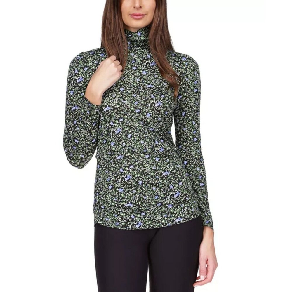 Michael Kors Long Sleeve Floral Turtleneck Top NWT Large